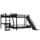 preview thumbnail 13 of 29, L-Shaped Metal Bunk Bed and Loft Bed with Desk, Storage Shelves and Slide