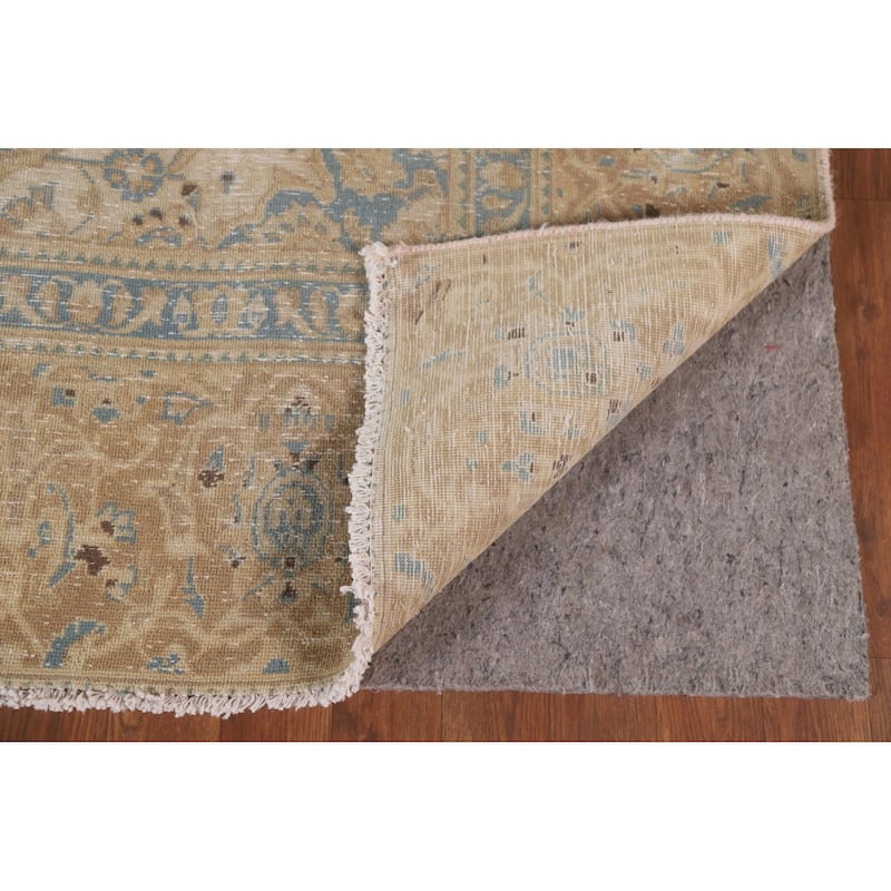 Hand Knotted Oriental 100% Wool Carpet Traditional Floral Beige & Ivories Kashan Area Rug - 10' 9'' X 7' 4''