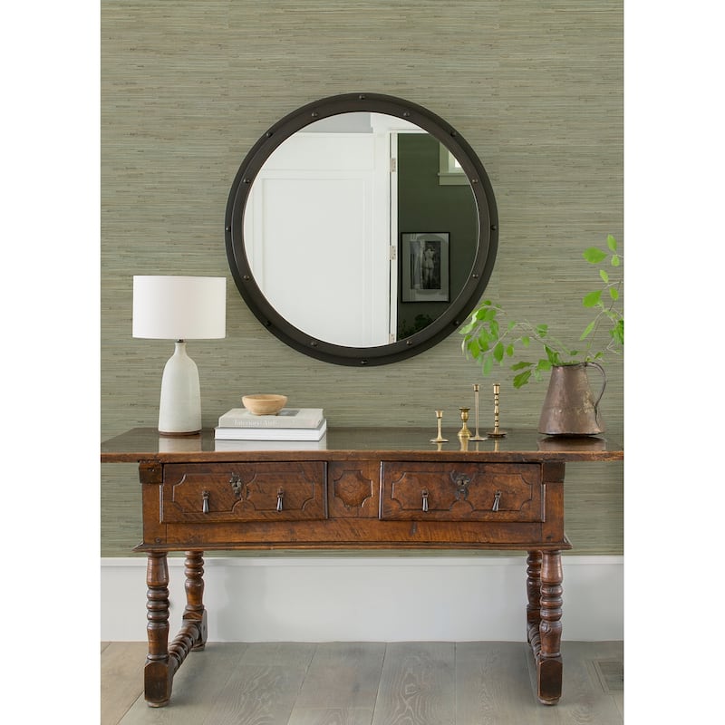 Distressed Textures Lunel Jeong Teal Knotted Weave Grasscloth 24' L X 36" W Wallpaper Roll - Teal