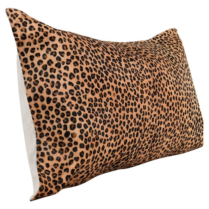 Leopard 100% Cow Hide 14"x 26" Throw Pillow in Animal Print by Kosas Home