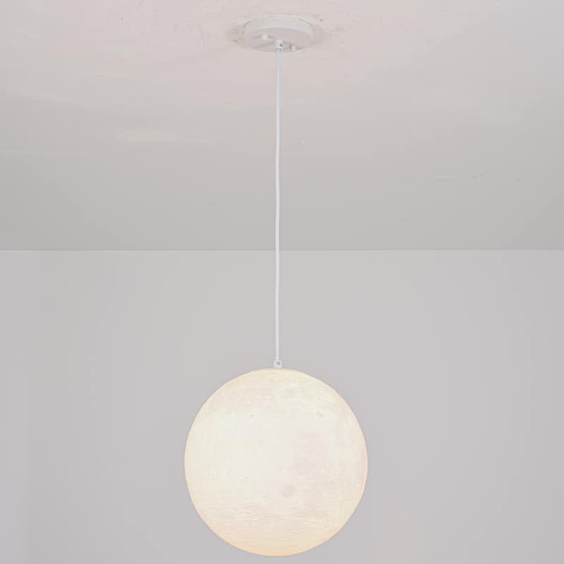11.8" Single-Light Modern White Globe LED Pendant Hanging Light with Plastic Shade for Bedroom or Dining Room - White - 11.8 in. W x 13.8 in. H x 11.8 in. D