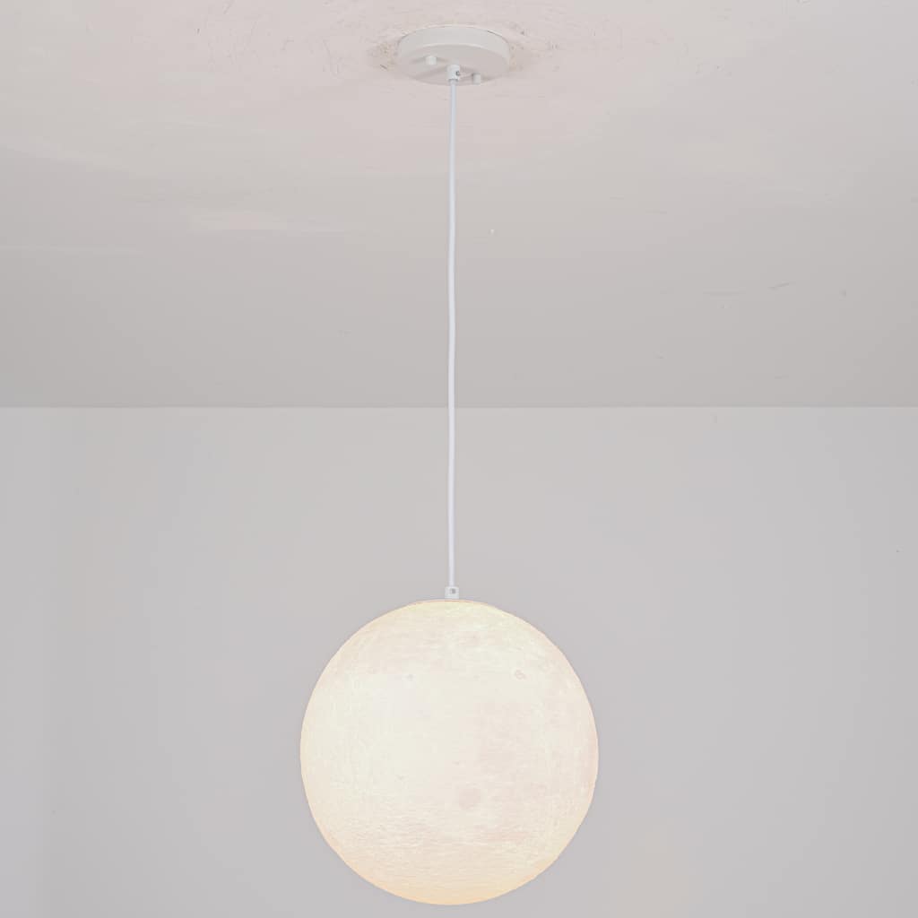11.8" Single-Light Modern White Globe LED Pendant Hanging Light with Plastic Shade for Bedroom or Dining Room