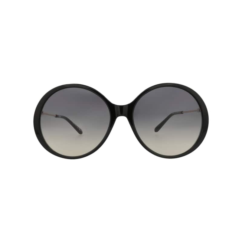 Chloé Round-Frame Recycled Acetate Sunglasses - Black Gold Grey - Black - Grey Lens