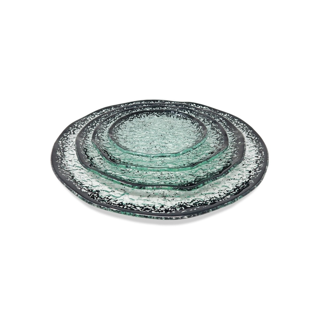 Set of 4 Plates with Scattered Black Design