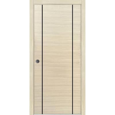 French Pocket Door 28x80 with Planum 0017 Natural Veneer Kit Trims Rail