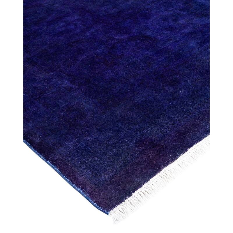 Overton Hand Knotted Wool Vintage Inspired Modern Contemporary Overdyed Purple Area Rug - 12' 4" x 17' 0"