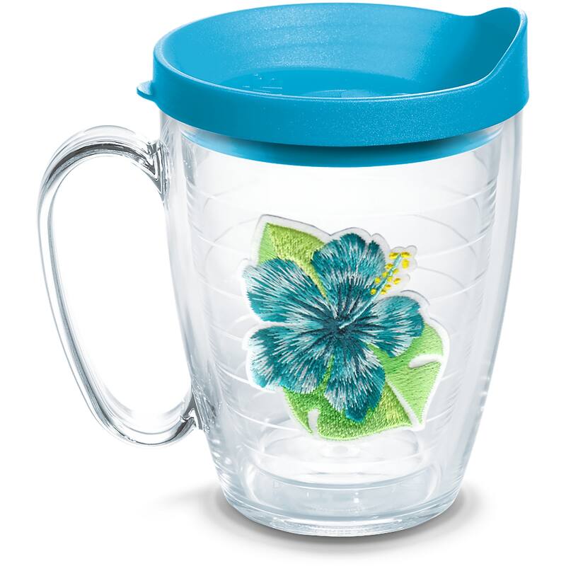 Tervis Tropical Hibiscus Collection Made in USA Double Walled Insulated Travel Tumbler, Island Hibiscus Teal - 16oz Mug - 16oz Mug