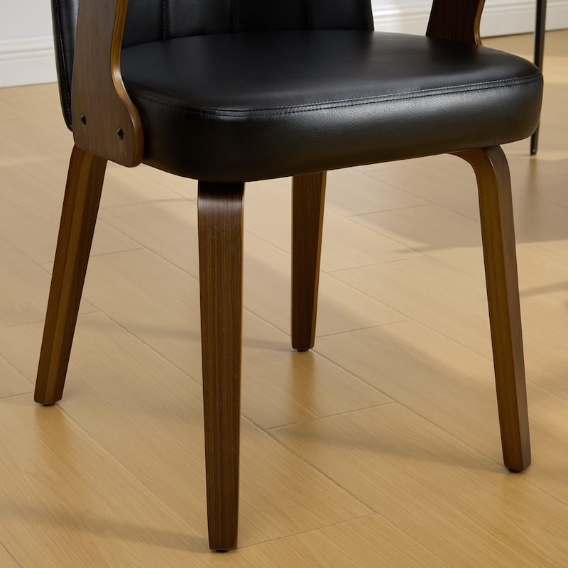 Mid-century Modern Upholstered Dining Chairs Bentwood Side Chairs with Armrests - 34.3"H x 19.9"W x 22.1"D