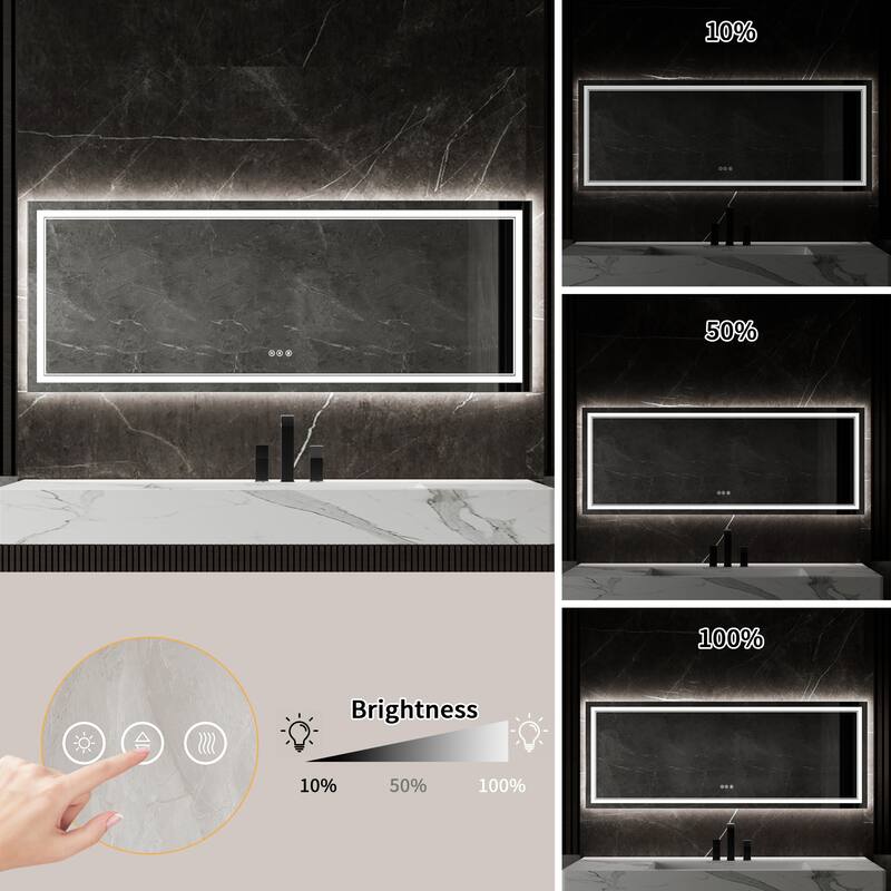 Modland LED Bathroom Vanity Mirror Anti-Fog Tempered Glass Dimmable
