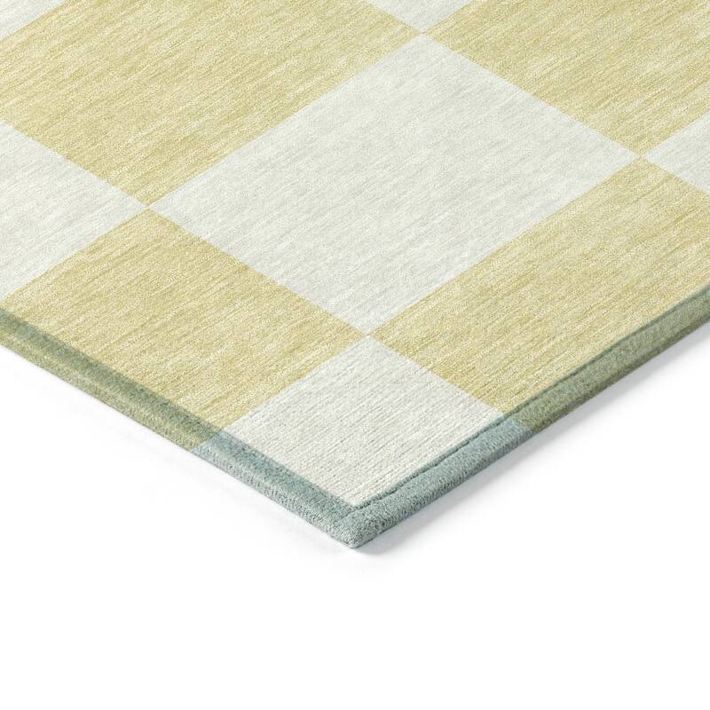 Machine Washable Indoor/ Outdoor Modern Checker Chantille Rug