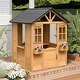 preview thumbnail 3 of 22, Kids Wooden Adventure Cottage Playhouse, Outdoor Playhouse with Functional Door, Windows, Service Station and Flower Pot Holders