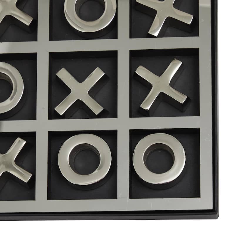 Aluminum Metal Tic Tac Toe Game Set with Black or Gold Frame - Silver or Gold - Roche River Decor
