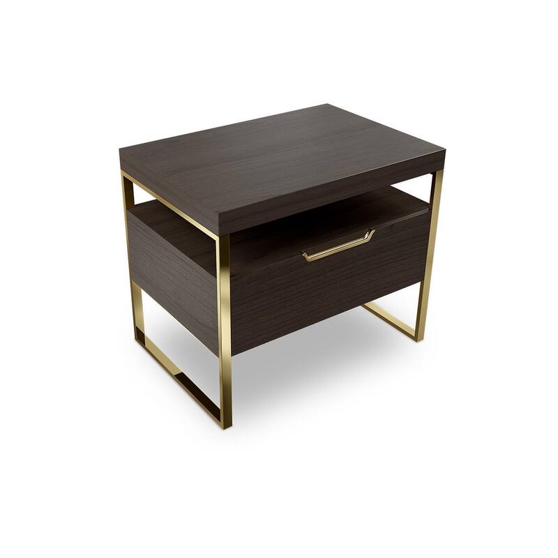 Vant Wooden Night Stand - Brown - Gold Leg