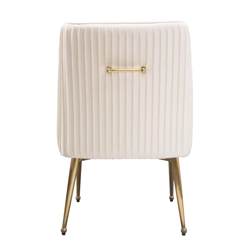 Gold/Beige Velvet Upholstered Metal Frame Dining Chair, Set of 2, Sturdy Dining Chair for Dining Rooms - 24.6