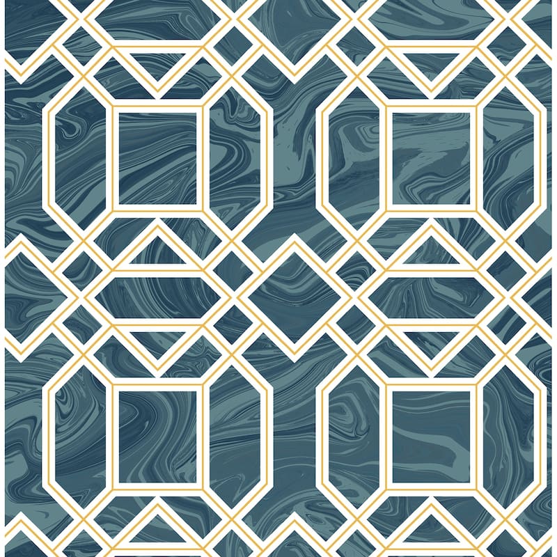 A-Street Prints Daphne Blue Trellis Wallpaper