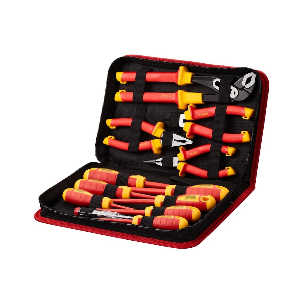 12-Piece Insulated Screwdriver Tool Set with Magnetic tip Blades Ideal for Electrician or Technician - 11.4” x 8” x 2.1”