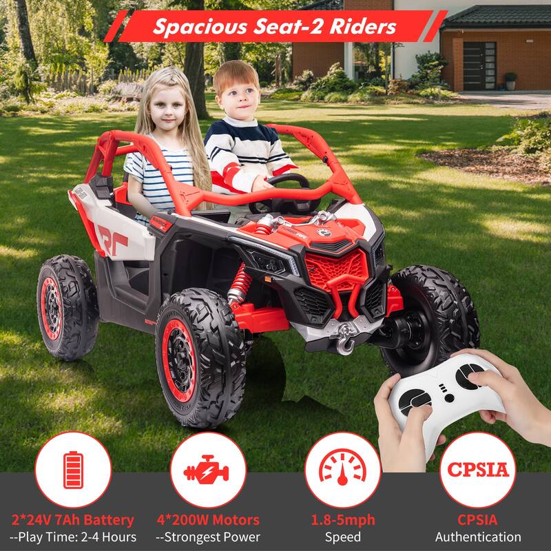 2-Seater Licensed Can-Am Electric Off-Road Ride-On UTV Car for Kids Best Gifts