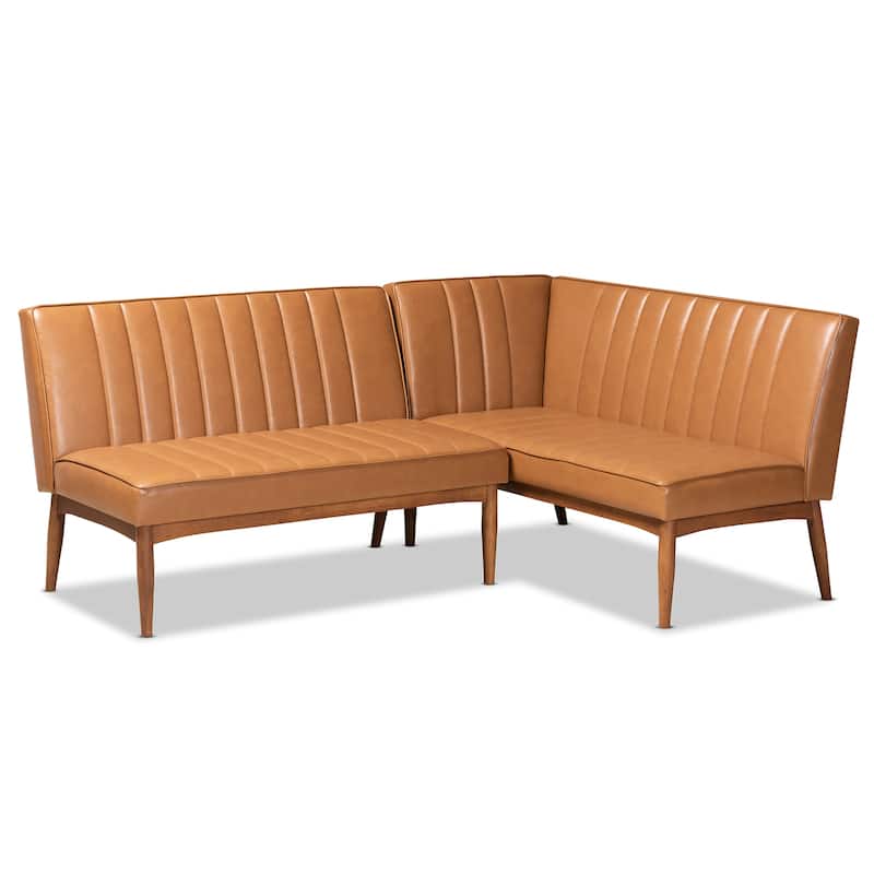 Daymond Mid-Century Modern 2-Piece Dining Nook Banquette Set - Tan