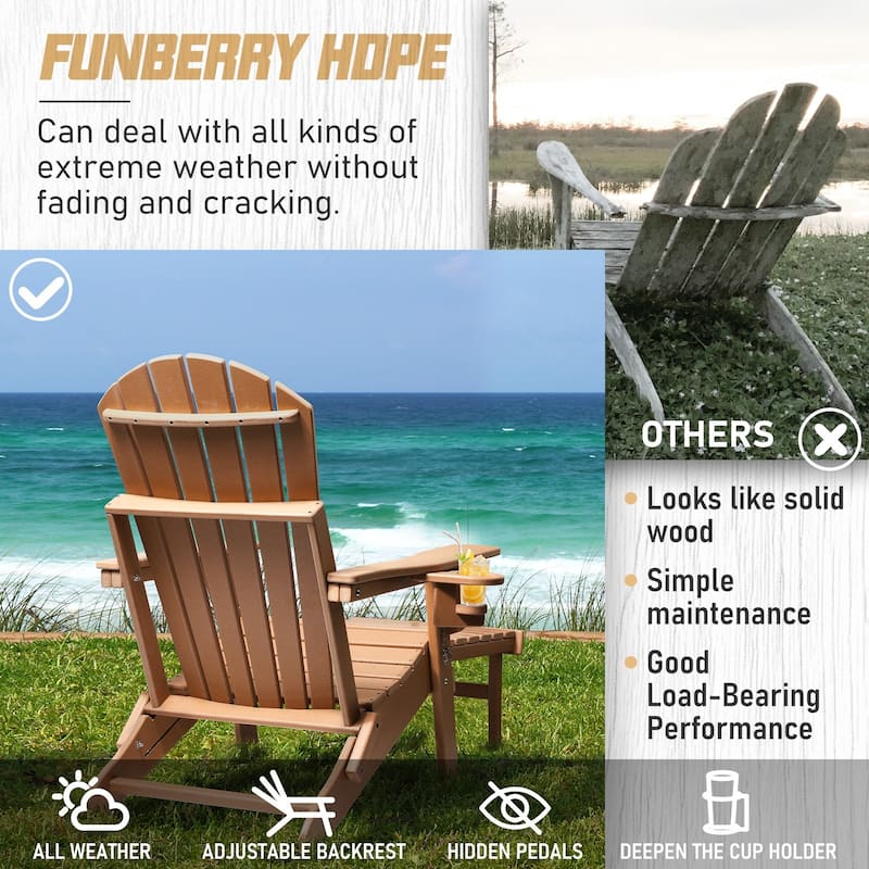 Vrakae Folding and Adjustable Adirondack Chair with Ottoman
