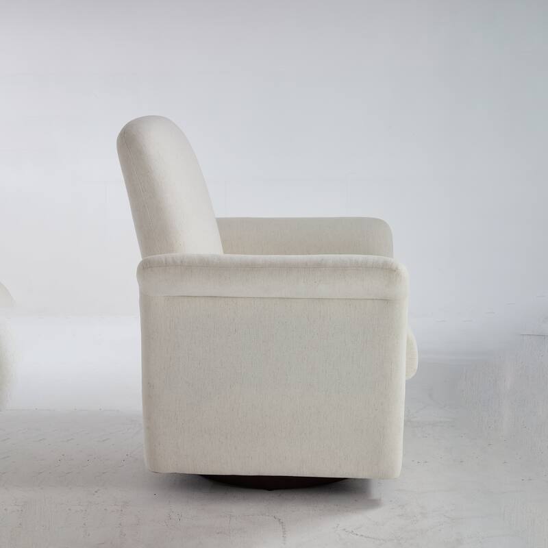 Swivel Accent Chair for Living Room, Modern Upholstered Armchair with Wood Base, Flared Arms for Bedroom Reading Waiting
