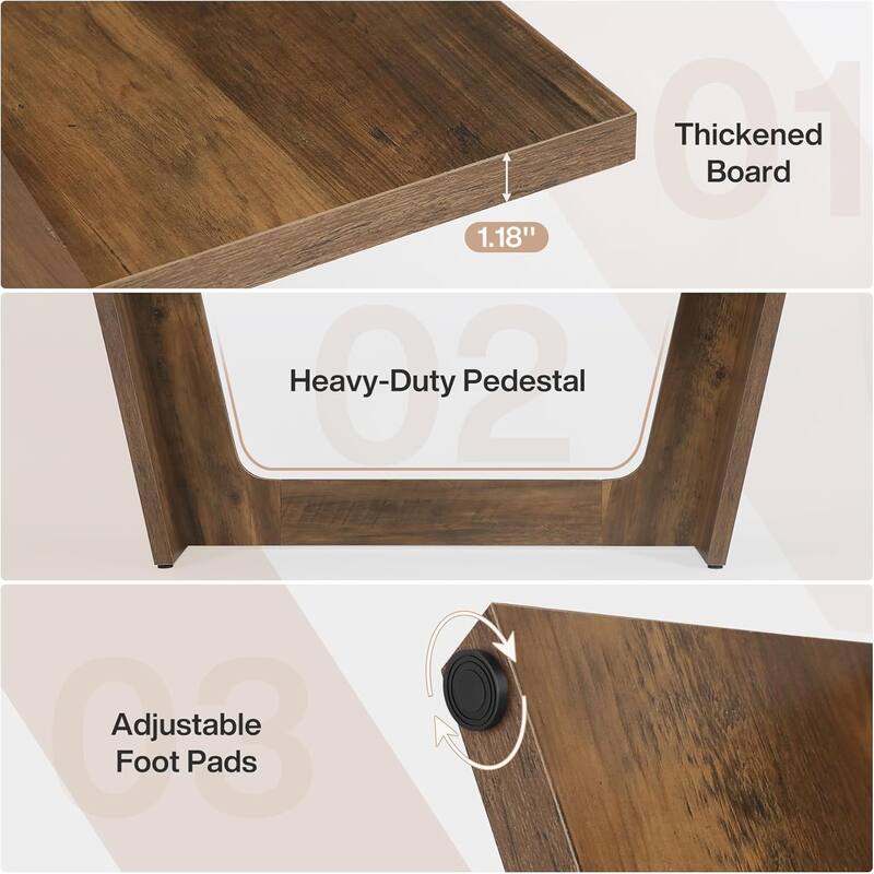 71" Executive Desk for Home Office -Wood Computer Table with Solid Wooden Pedestal, Large Writing Workstation