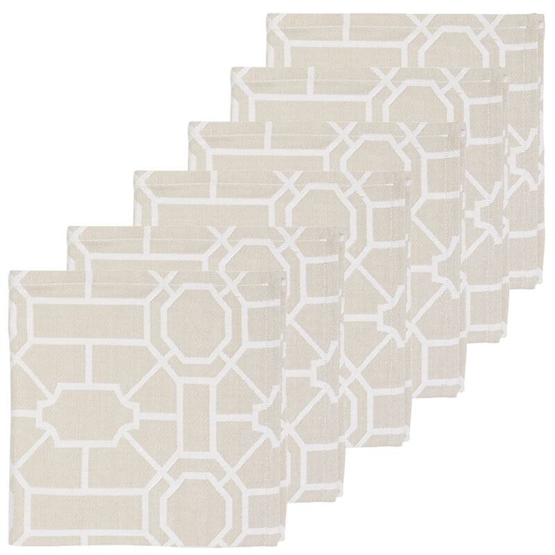 Trellis Sandstone Cotton Napkin Set of 6 - Set of 6