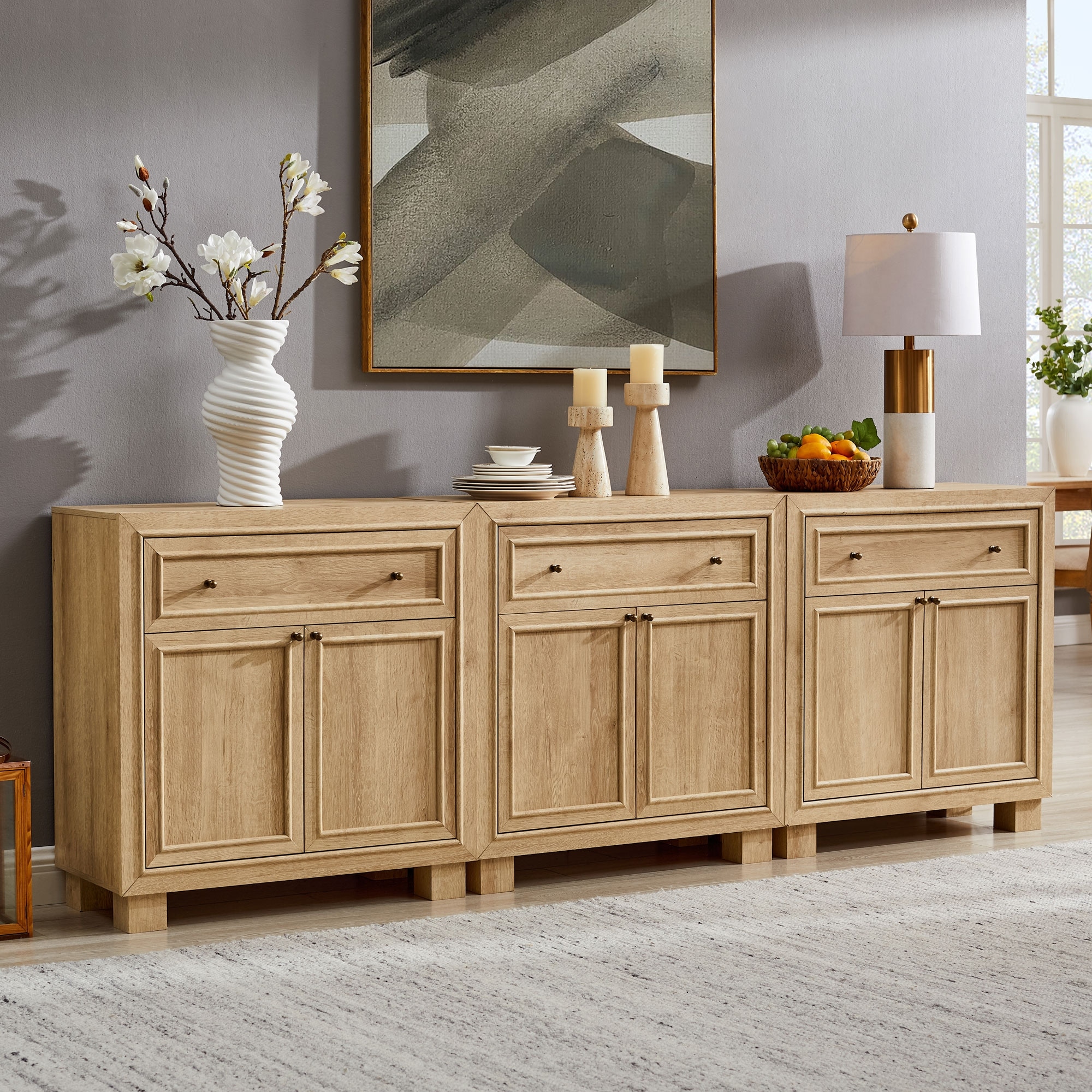 Buffet Sideboard w/ 2 Base Styles, Transitional Modern Coffee Cabinet
