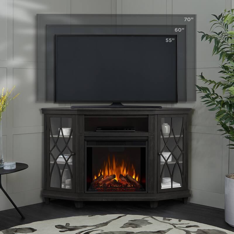 Lynette 56" TV Stand Electric Fireplace Gray by Real Flame