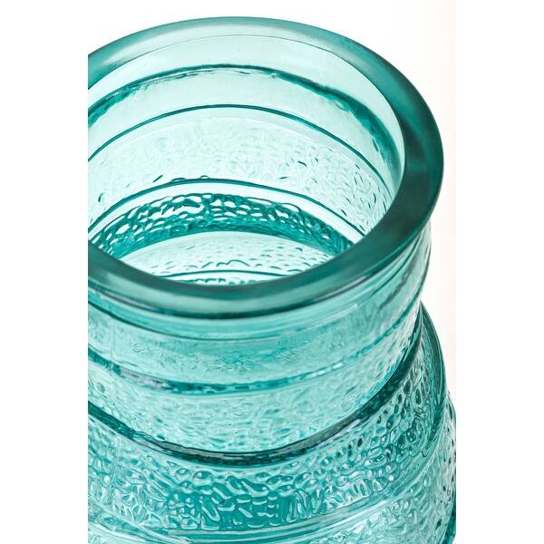 Shop 11 Textured Teal Blue Small Hand Crafted Recycled Glass Vase Overstock 21427914