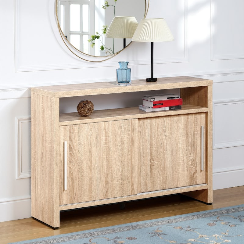 Vivu Sideboard Console Cabinet, 4 Shelves, 47 Inch, Weathered White