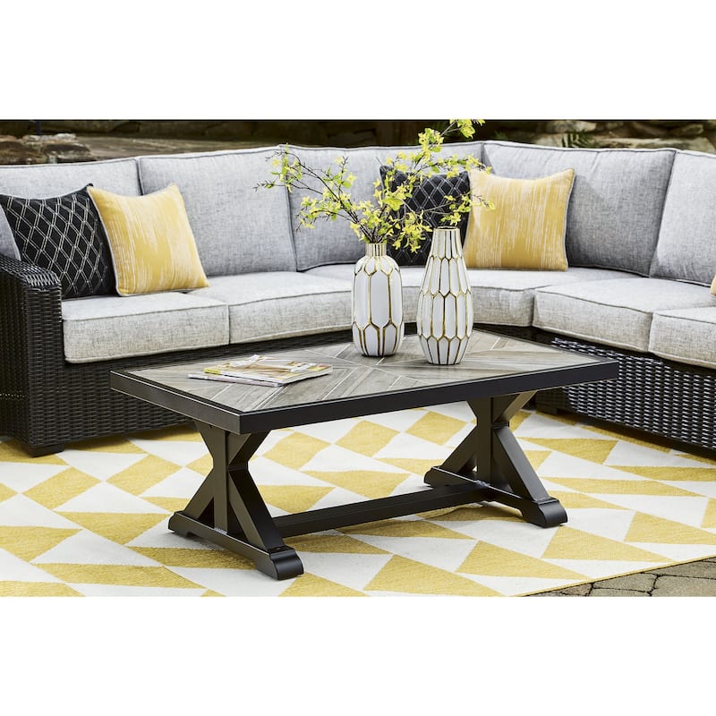Signature Design by Ashley Beachcroft Outdoor Coffee Table - Black/Light Gray