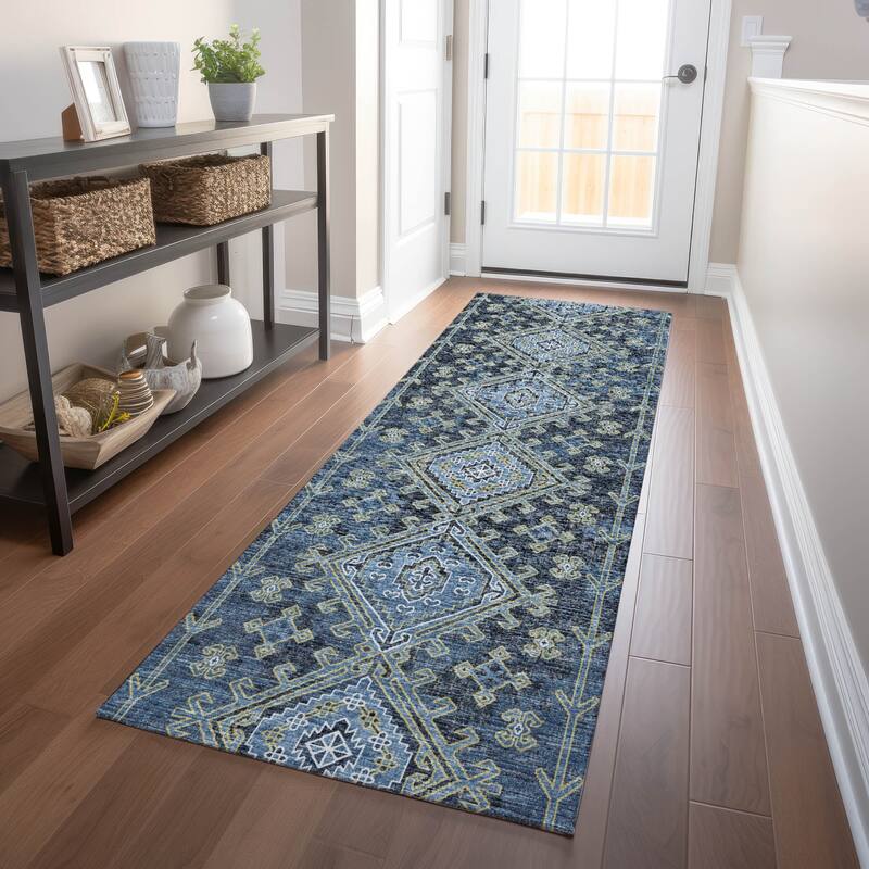 Premium Washable Super Soft Boho Global Mayfield Rug - Blue - 2' 3" x 7' 6" - Runner