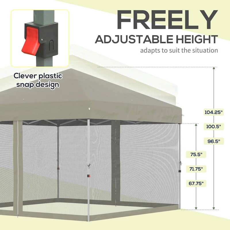 10'x10' Pop Up Canopy Tent, Adjustable Height,Wheeled Bag,Screen Room