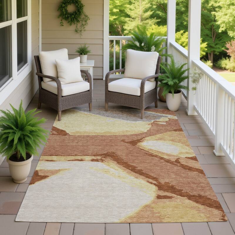Machine Washable Indoor/ Outdoor Modern Cheney Chantille Rug