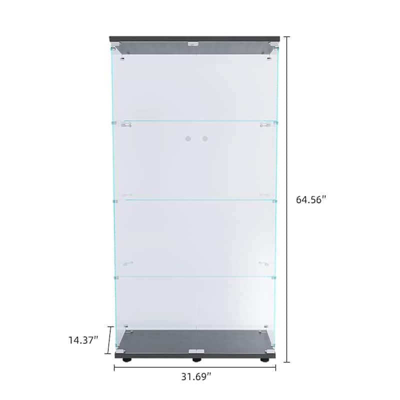 LED Strip Light Two Door Glass Cabinet