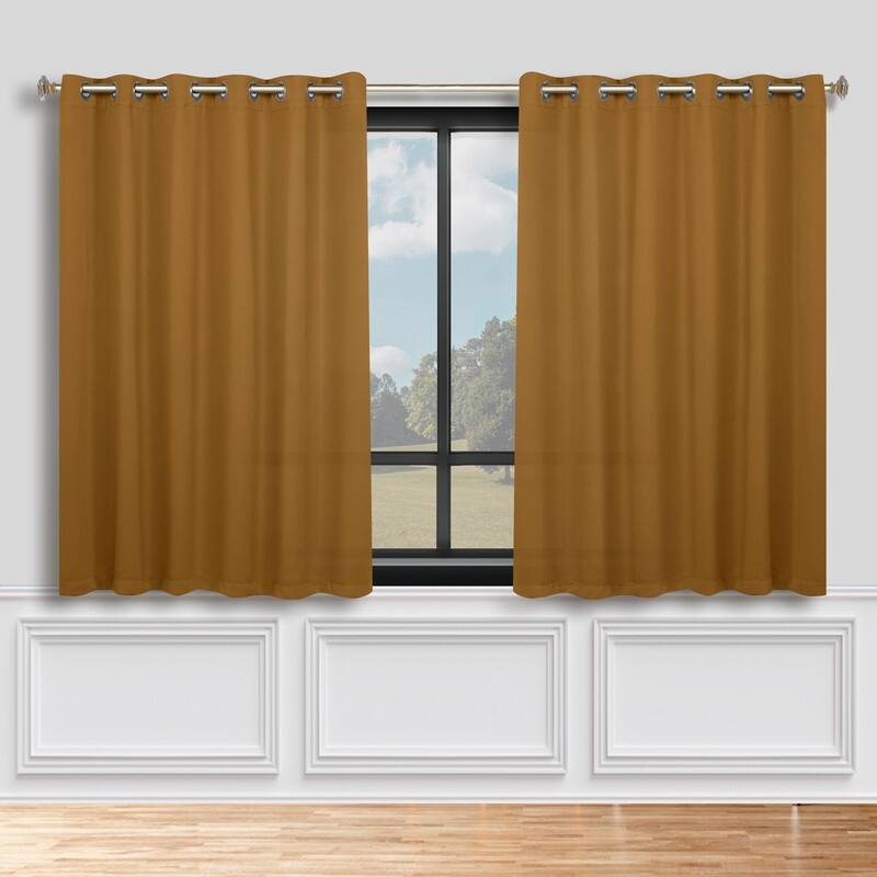 Superior Solid Machine Washable Room Darkening Grommet Blackout Curtains, Set of 2