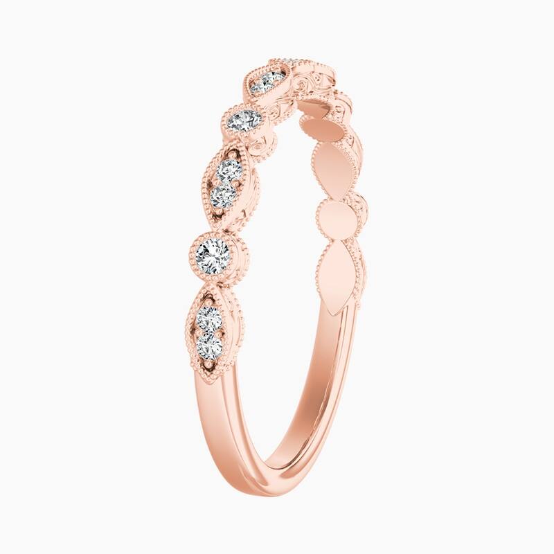 Auriya 14k Gold Lab Grown Diamond Vintage Milgrain Multi Shape Ring 0.12 ct. tw. (F-G, VS)