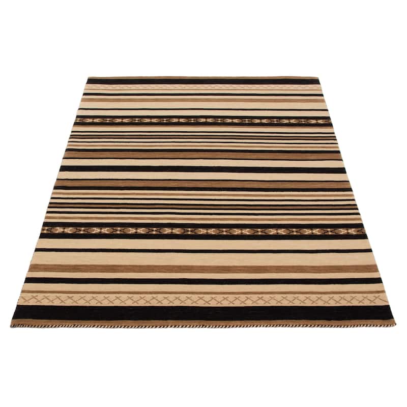 ECARPETGALLERY Hand-knotted Kashkuli Gabbeh Light Brown Wool Rug - 5'6 x 7'11