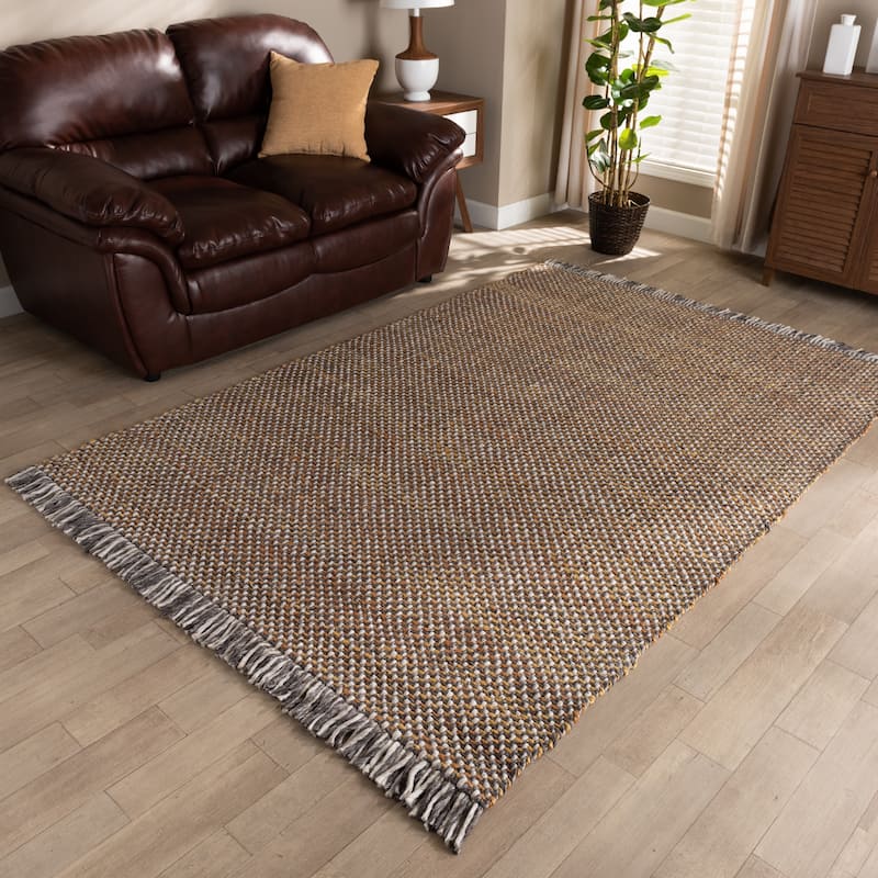 Nurten Modern and Contemporary Handwoven Hemp Blend Area Rug - 5' x 8'/Surplus