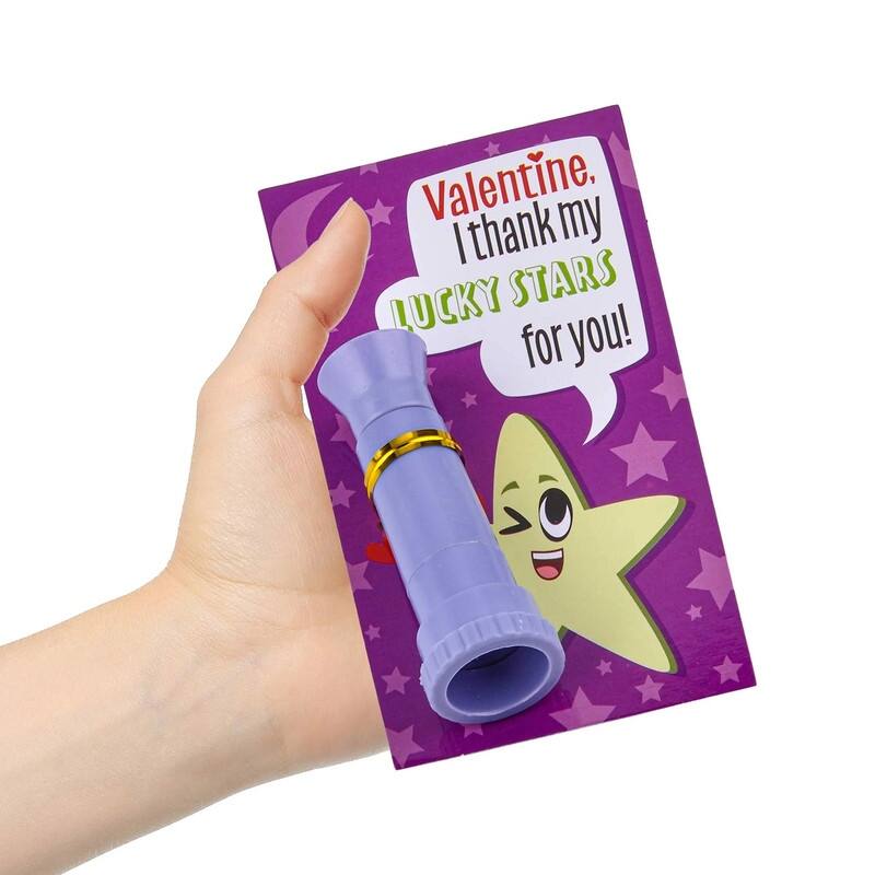 28 Packs Kids Valentines Cards with Telescopes for Kids' Valentine's Classroom Exchanges and Party Favors. - Multi