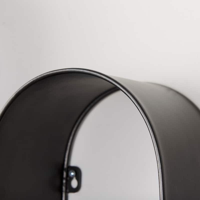 Finley Black Metal With Brown Wood Arched Wall Shelves (Set of 3)