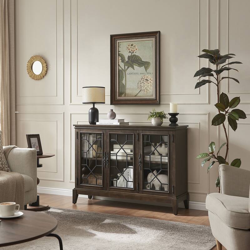 Accent Buffet Cabinet SideBoard Console Table with Storage, Cherry