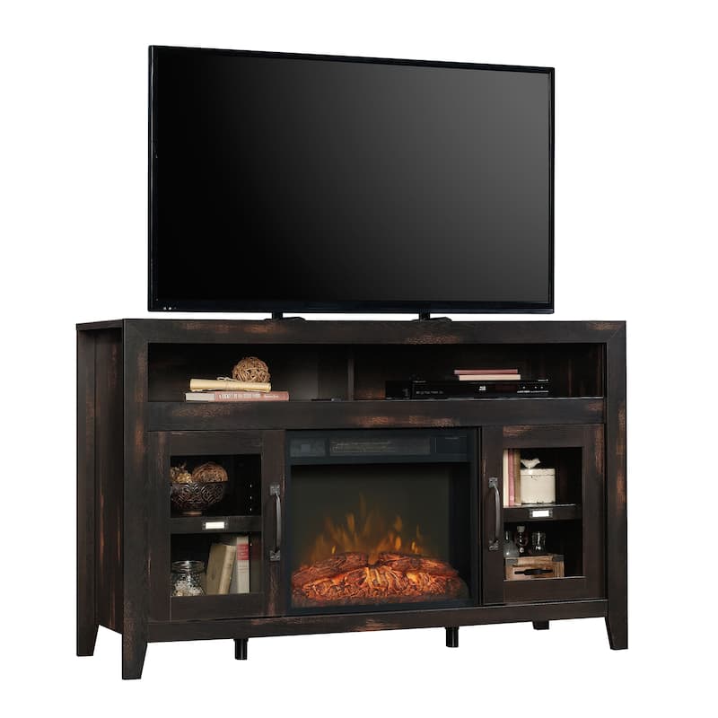 Wood Fireplace Credenza for TVs up to 60", Brown - 38.07" W x 19.45" D x 29.76" H