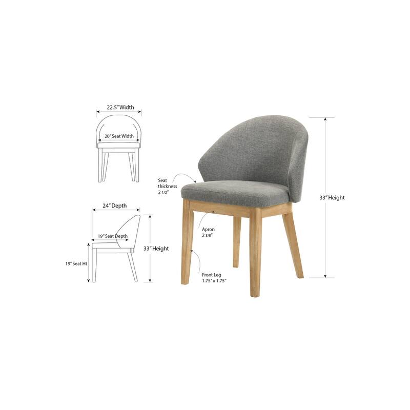 Casper Modern Fabric Upholstered Dining Chair with Wooden Legs