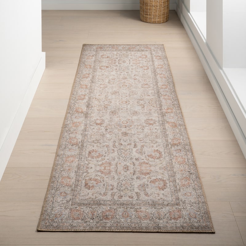 Nuloom Hillstone Collection Traditional Vintage Medallion Area Rug - 2' 8" x 8' - Glenette Light Brown - Runner
