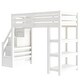 preview thumbnail 7 of 24, Twin/Full Size Loft Bed with Small Wardrobe, LED Light and Storage Staircase, Wooden Loft Bedframe with Storage Shelves for Kids