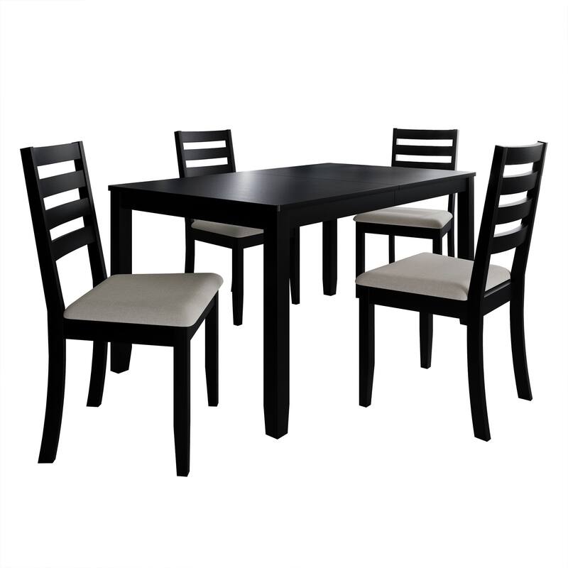 CraftPorch Simple Timeless 5-piece Wooden Dining Set - Black