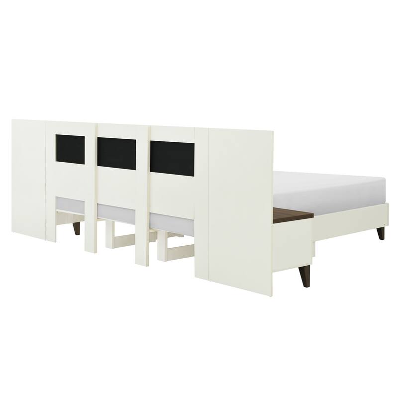 Christopher Knight Home- Orinthia Upholstered Bed Frame with 2 Nightstands