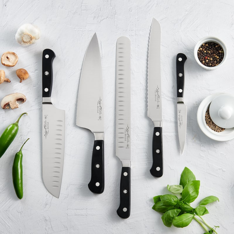 CatCora Forged Granton Santoku Knife, Professional 7-Inch German Steel Blade, NSF-Certified Kitchen Knife - Aluminum