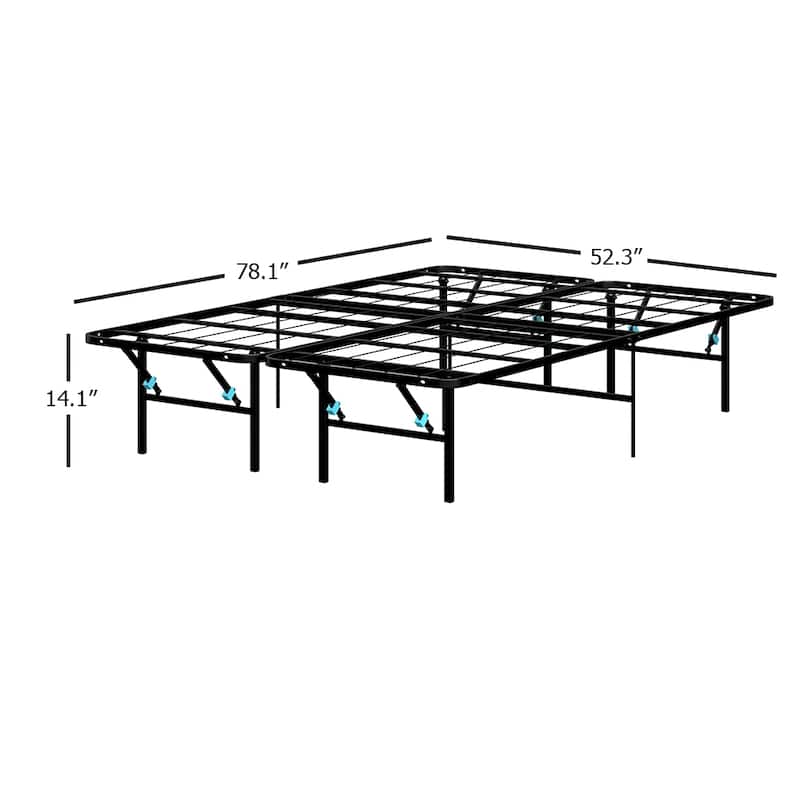 Black No Tool Assembly Foldable Bed Frame